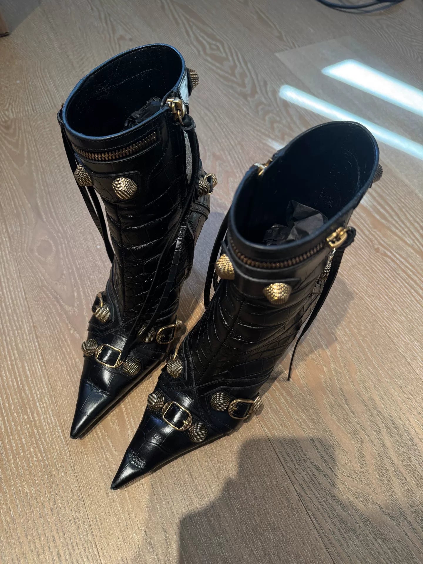 Balenciaga Cagole Heeled Leather Boots