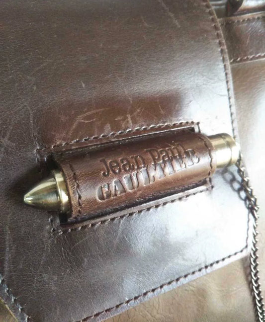 Vintage Jean Paul Gaultier "Bullet" Clasp Leather Tote