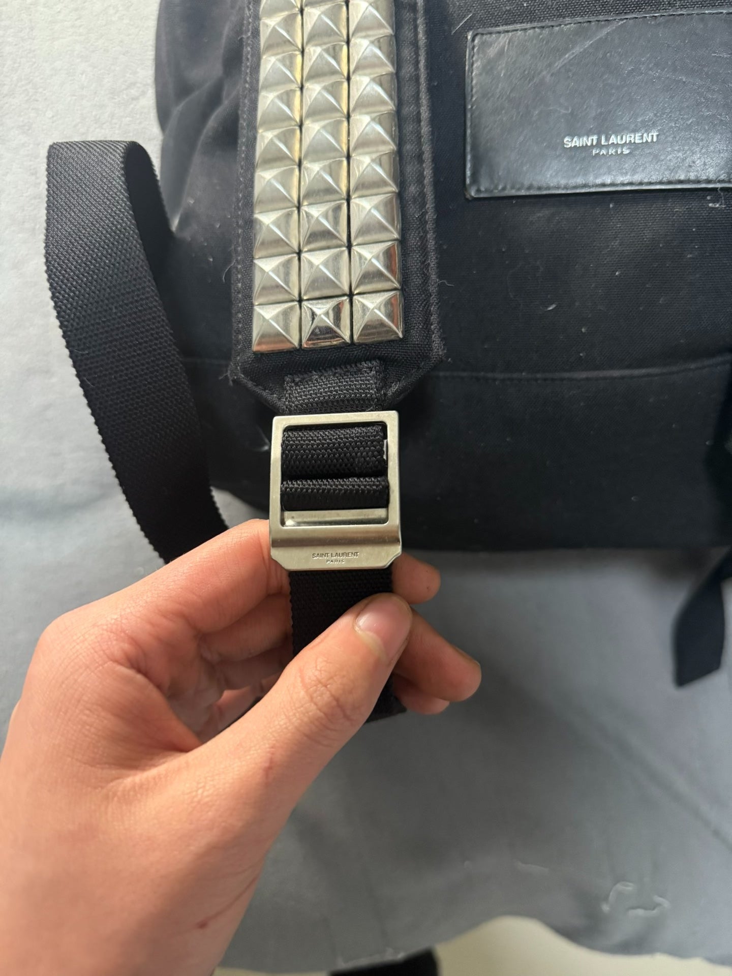 Saint Laurent Paris Zebra & Multi-Studded Leather Backpack