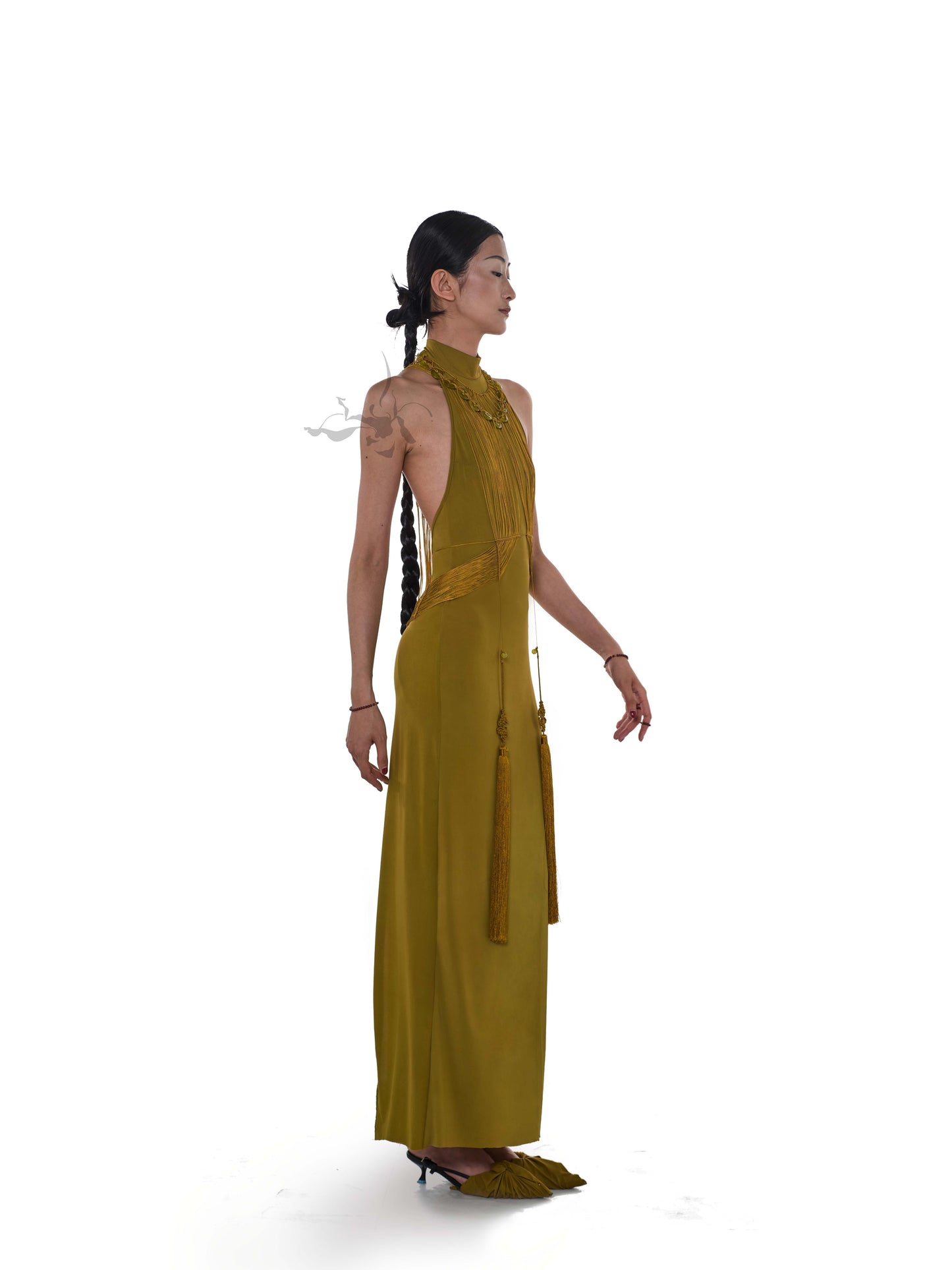 JIFF CONTOUR "Gold-Flowered Jade-Thread" Hand-Woven Body Chain