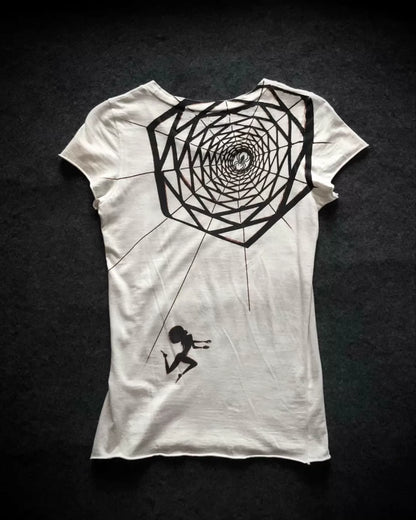 L.G.B. (Le Grand Bleu) "DESIRE" Gothic Spiderweb Wax-Coated T-Shirt