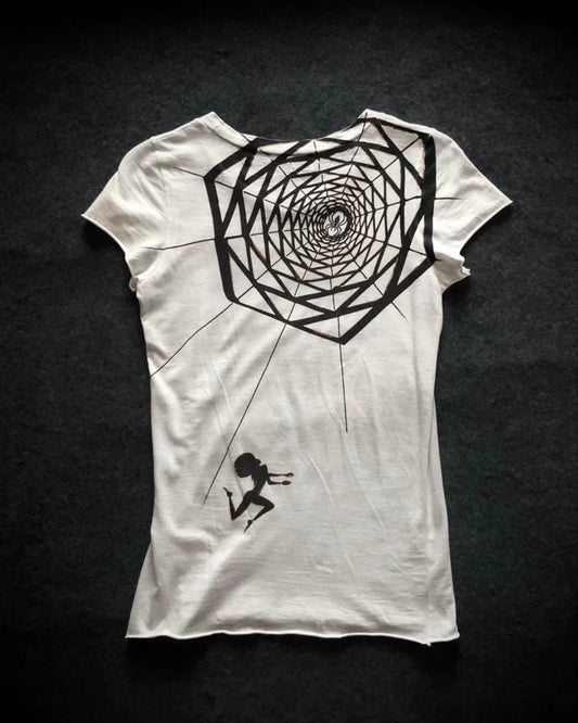 L.G.B. (Le Grand Bleu) "DESIRE" Gothic Spiderweb Wax-Coated T-Shirt