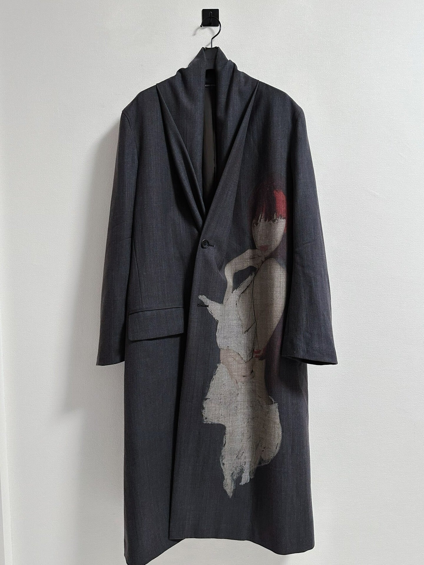 Yohji Yamamoto Pour Homme AW24 x Kie Einzelgänger Portrait Print Wool Coat
