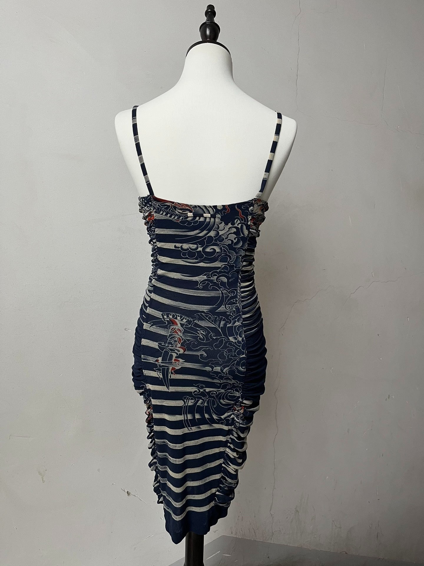 Vintage Jean Paul Gaultier Dragon & Tattoo Stripe Slip Dress