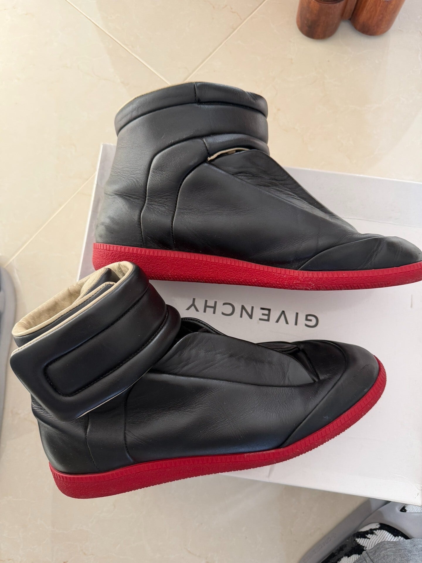 Maison Margiela "Future" High-Top Sneakers  size 42/US 9  Black/Red