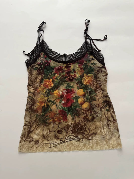 Jean Paul Gaultier 1999 Floral & Fruit Mesh Camisole