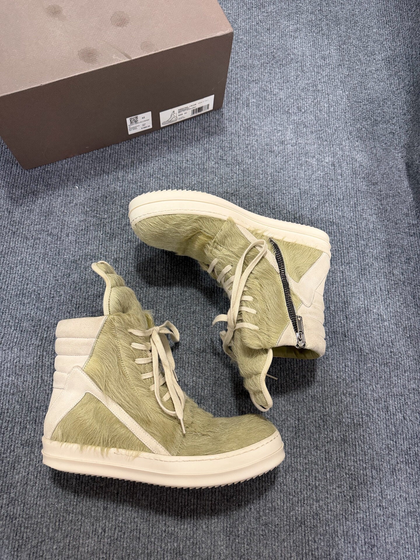 Rick Owens "Dirty Acid" Green Horsehair Geobasket