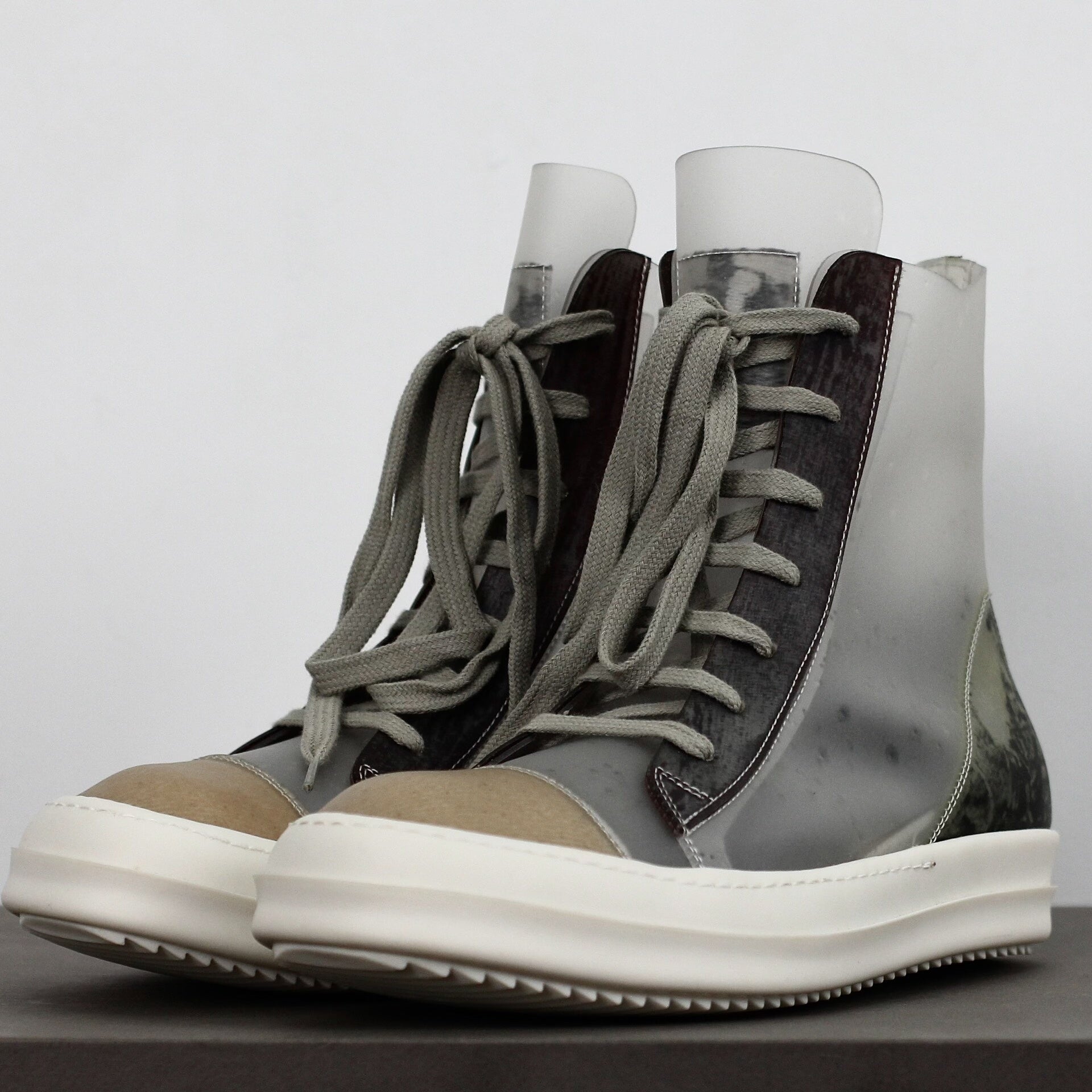 Rick Owens Translucent PVC "Ramones" High-Top Sneakers