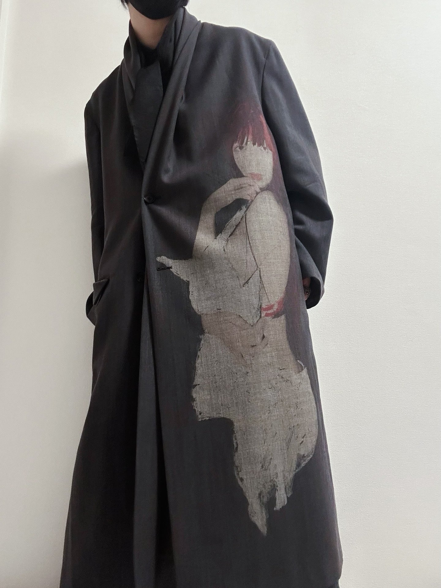 Yohji Yamamoto Pour Homme AW24 x Kie Einzelgänger Portrait Print Wool Coat
