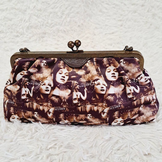 Vintage Jean Paul Gaultier Sepia Portrait Kiss-Lock Clutch