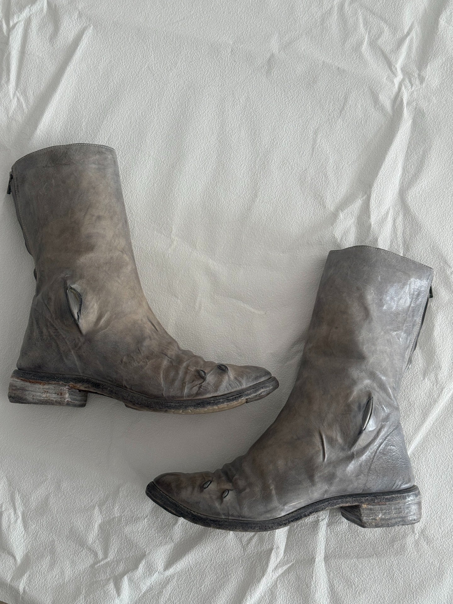 Carol Christian Poell "Prosthetic" Titanium Eyelet Boots (AM/2687P)