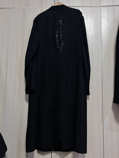 Yohji Yamamoto Pour Homme SS20 "Retirement" Text Coat