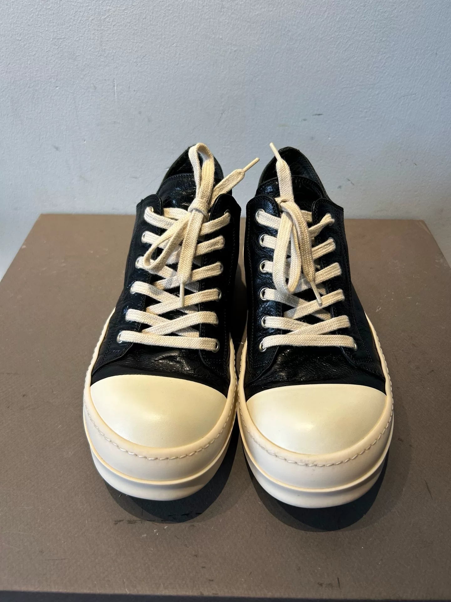 Rick Owens Mainline Leather Low-Top "Ramones" Sneakers