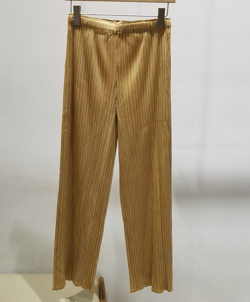 Homme Plissé Issey Miyake Pleated Straight-Leg Trousers  "Moonlight Gold"