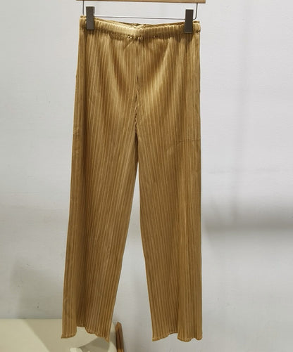 Homme Plissé Issey Miyake Pleated Straight-Leg Trousers  "Moonlight Gold"