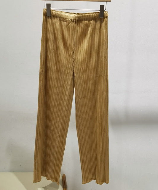 Homme Plissé Issey Miyake Pleated Straight-Leg Trousers  "Moonlight Gold"