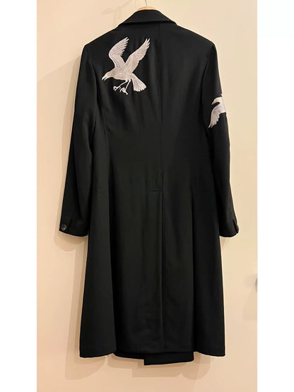Yohji Yamamoto Pour Homme AW21 Embroidered Crow Wool Coat