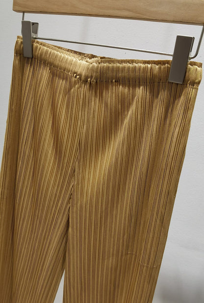 Homme Plissé Issey Miyake Pleated Straight-Leg Trousers  "Moonlight Gold"