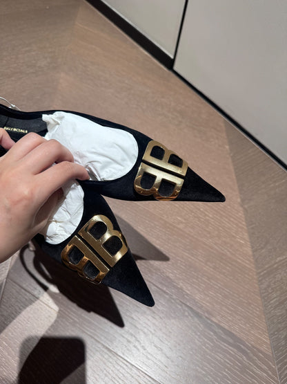 Balenciaga BB velvet ballet flats Balenciaga Black  Size 38