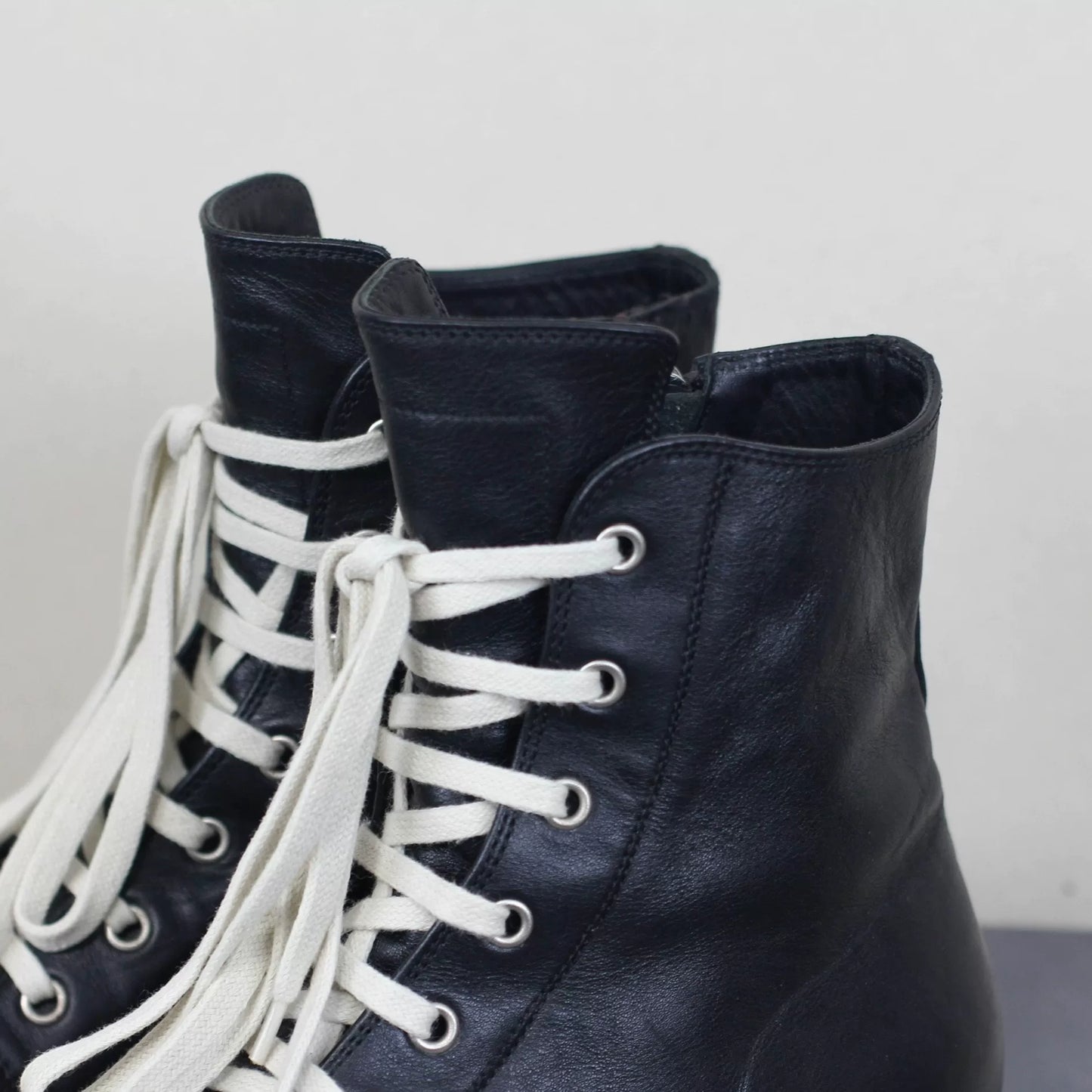 Rick Owens Mainline Calfskin Leather "Ramones" High-Top Sneakers