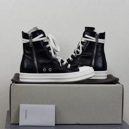 Rick Owens DRKSHDW Waxed Canvas "Ramones" High-Top Sneakers