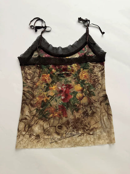 Jean Paul Gaultier 1999 Floral & Fruit Mesh Camisole
