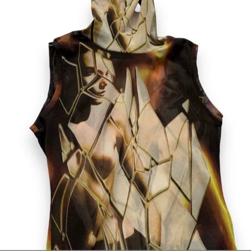 Vintage Jean Paul Gaultier 90s "Shattered Glass" Mesh Top