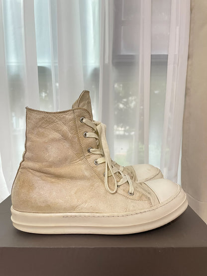 Rick Owens Mainline "Milk" Deer Leather Ramones High-Tops