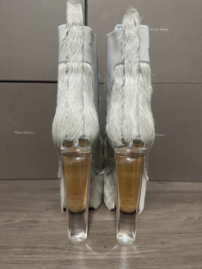 Rick Owens 22FW "STROBE" Grey Horsehair Kiss Boots