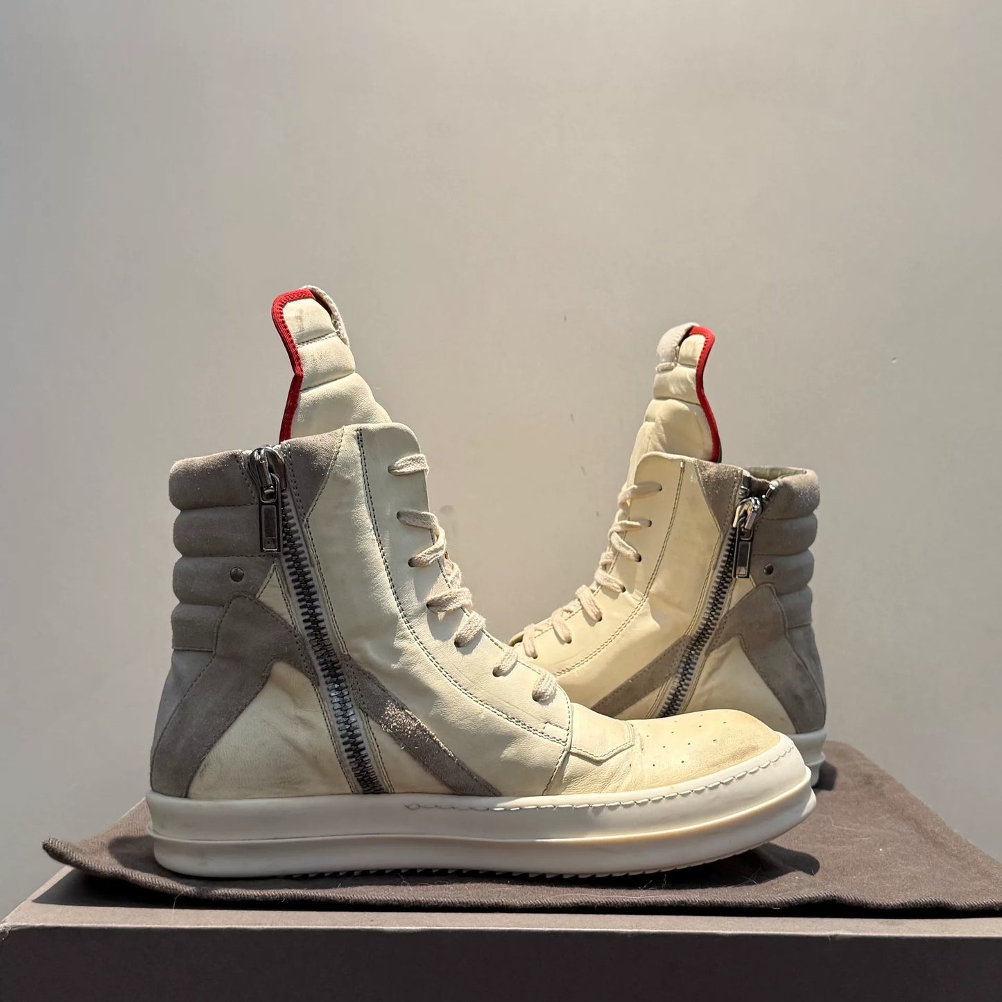 Rick Owens Mainline 2020 "Geobasket" Grey & Suede High-Top Sneakers