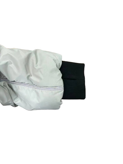 Windowsen Motif Cropped Ruched-Sleeve Bomber Jacket