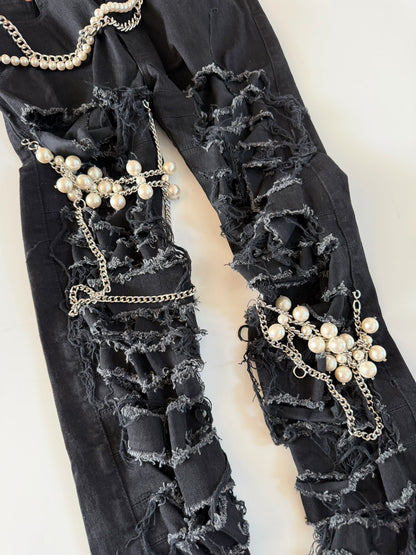 Junya Watanabe SS23 Pearl Chain Distressed Denim Jeans
