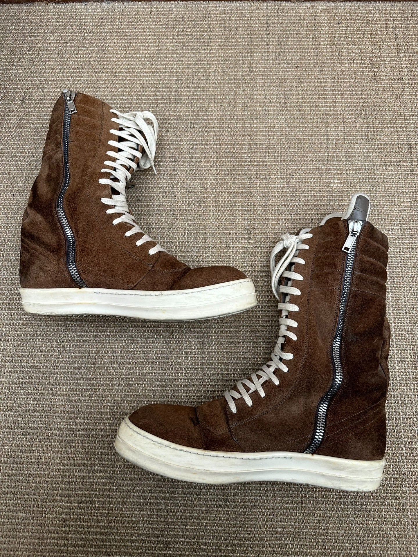Rick Owens Mainline "Cargobasket" High-Top Sneakers (Brown)