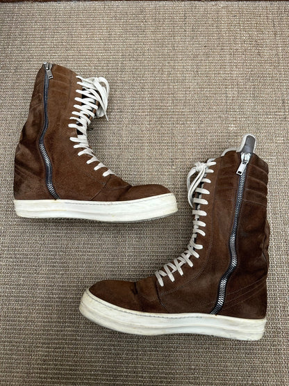 Rick Owens Mainline "Cargobasket" High-Top Sneakers (Brown)
