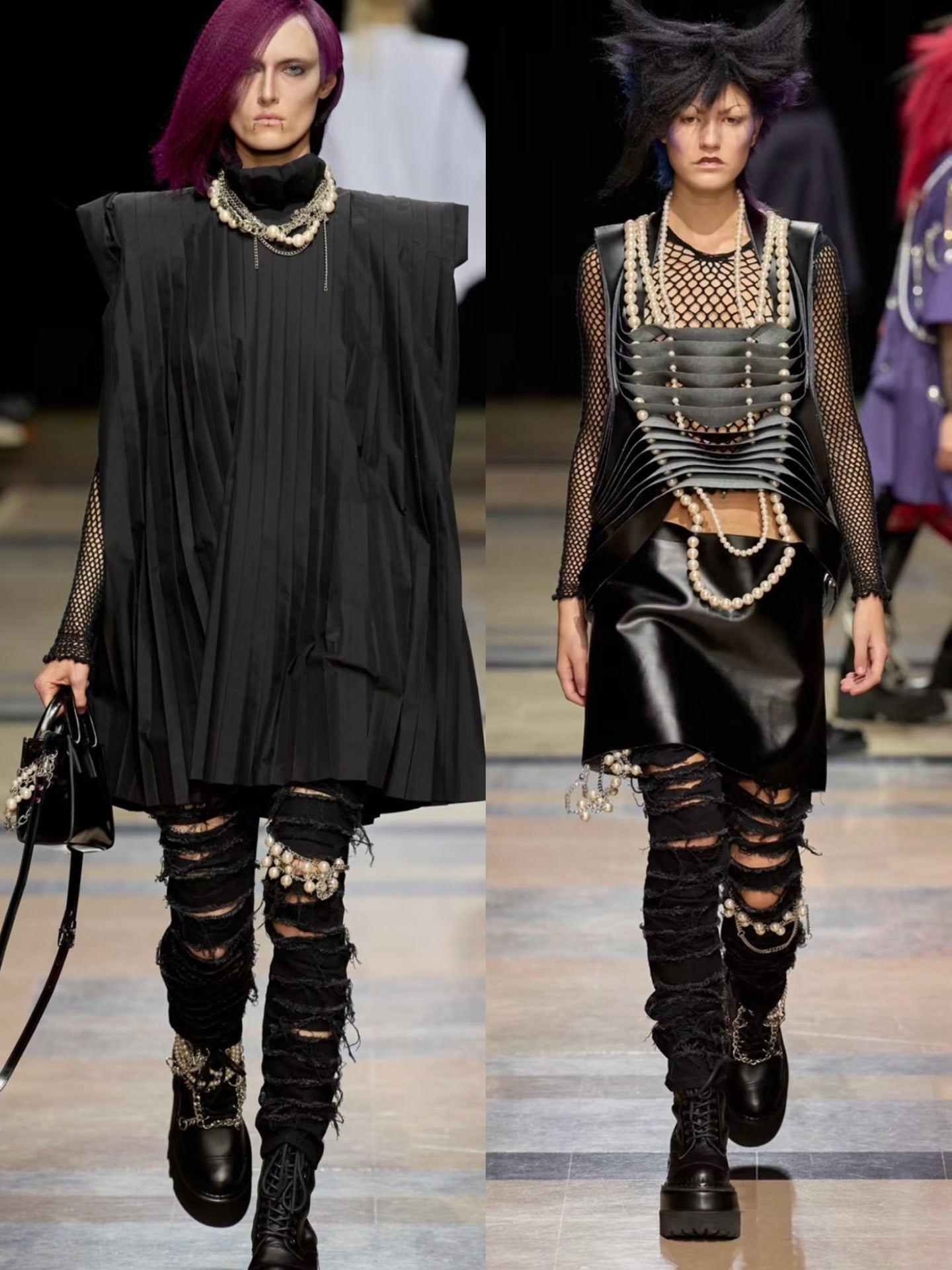 Junya Watanabe SS23 Pearl Chain Distressed Denim Jeans
