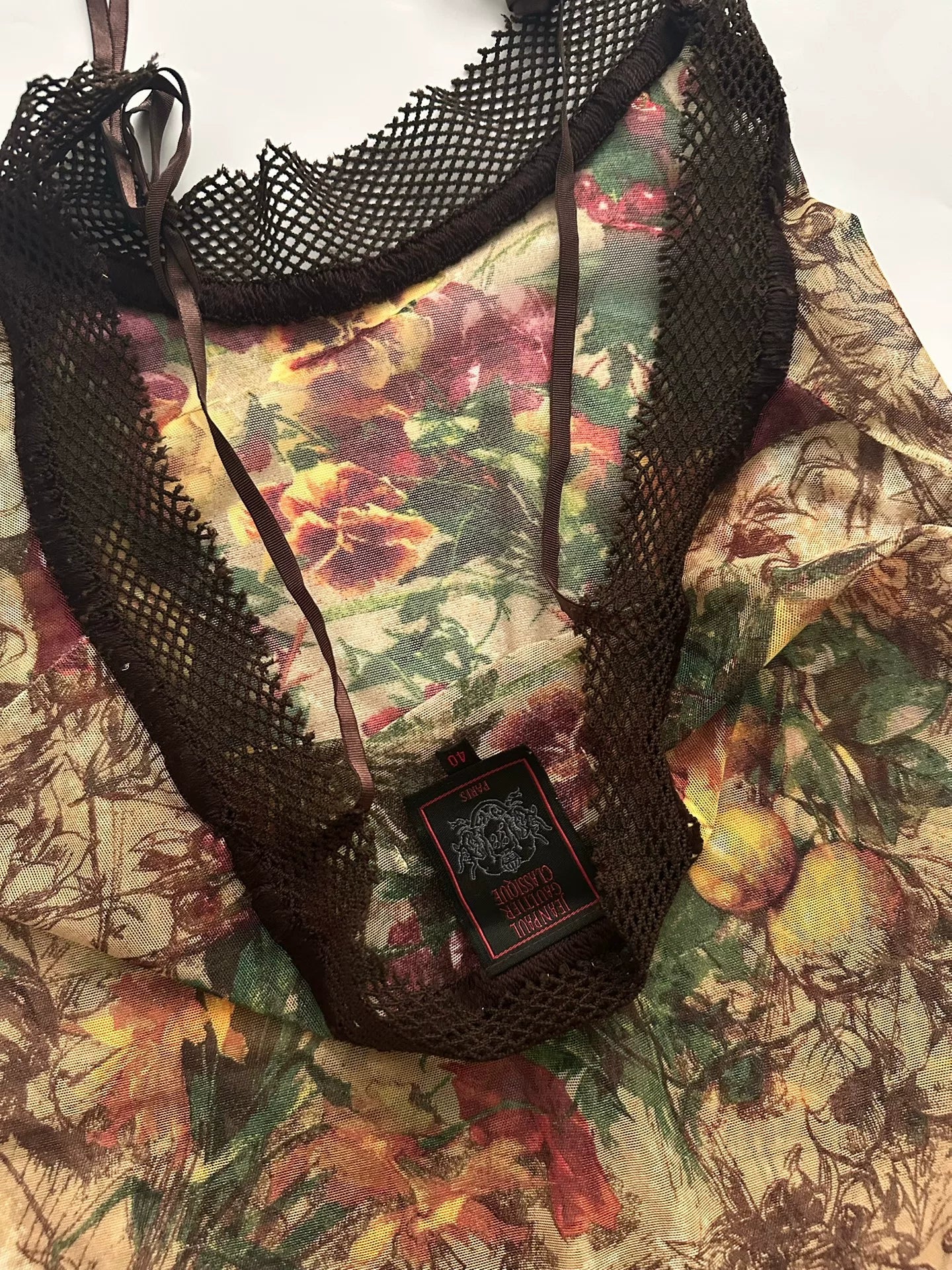 Jean Paul Gaultier 1999 Floral & Fruit Mesh Camisole