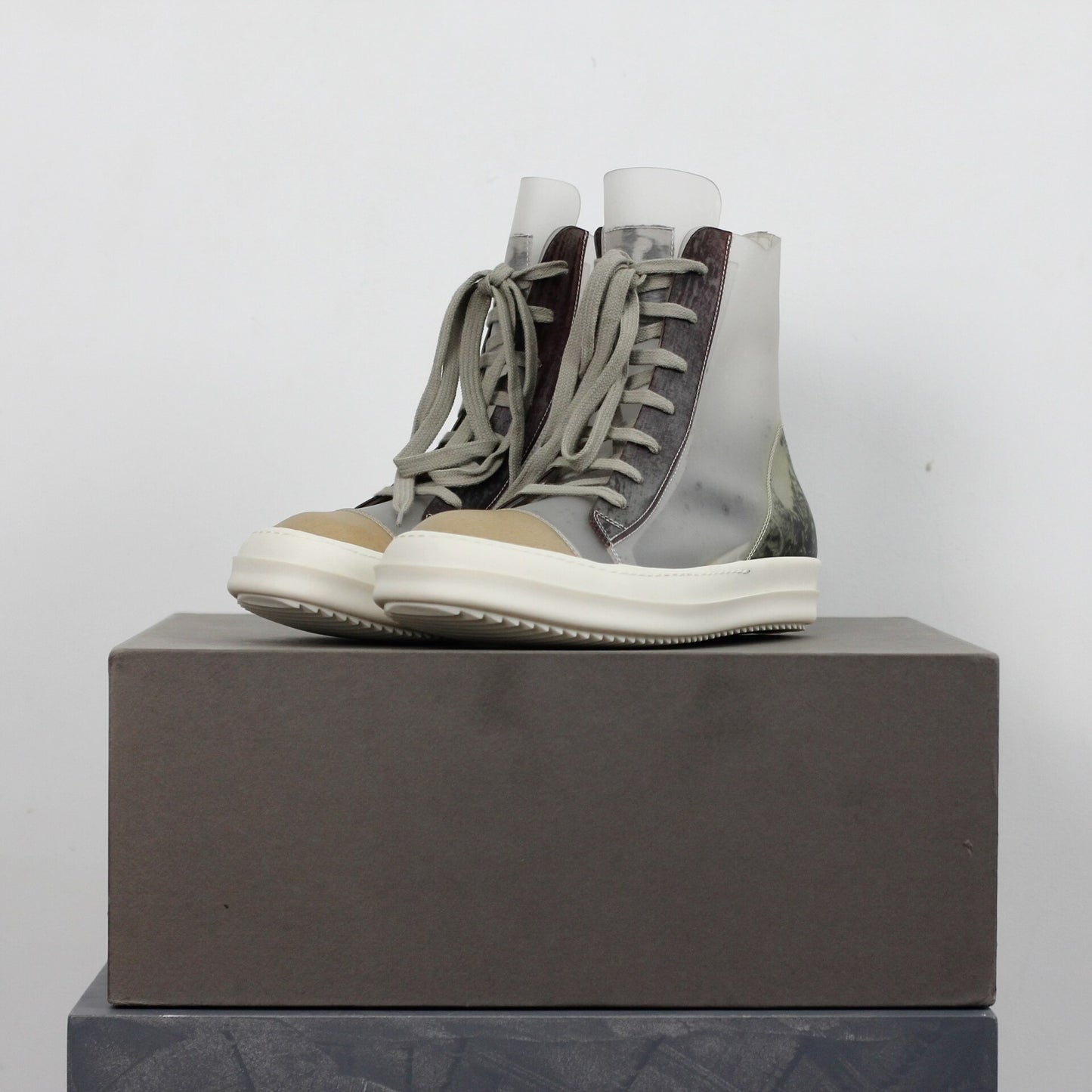 Rick Owens Translucent PVC "Ramones" High-Top Sneakers