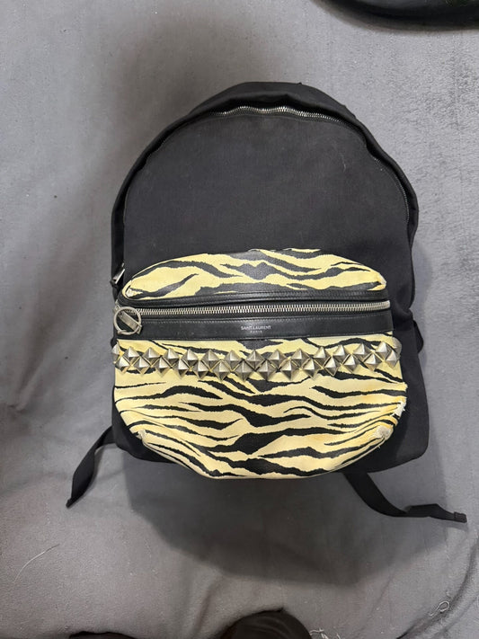 Saint Laurent Paris Zebra & Multi-Studded Leather Backpack