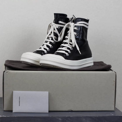 Rick Owens DRKSHDW Waxed Canvas "Ramones" High-Top Sneakers