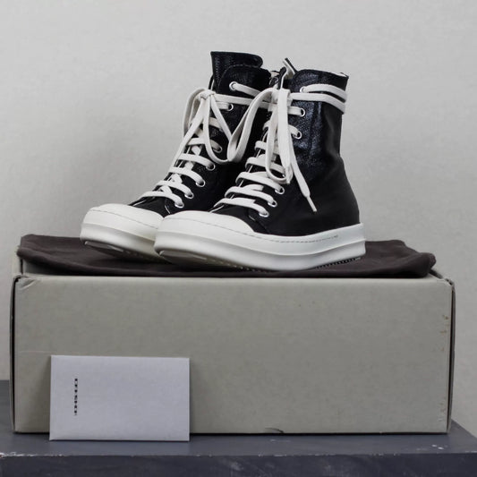 Rick Owens DRKSHDW Waxed Canvas "Ramones" High-Top Sneakers