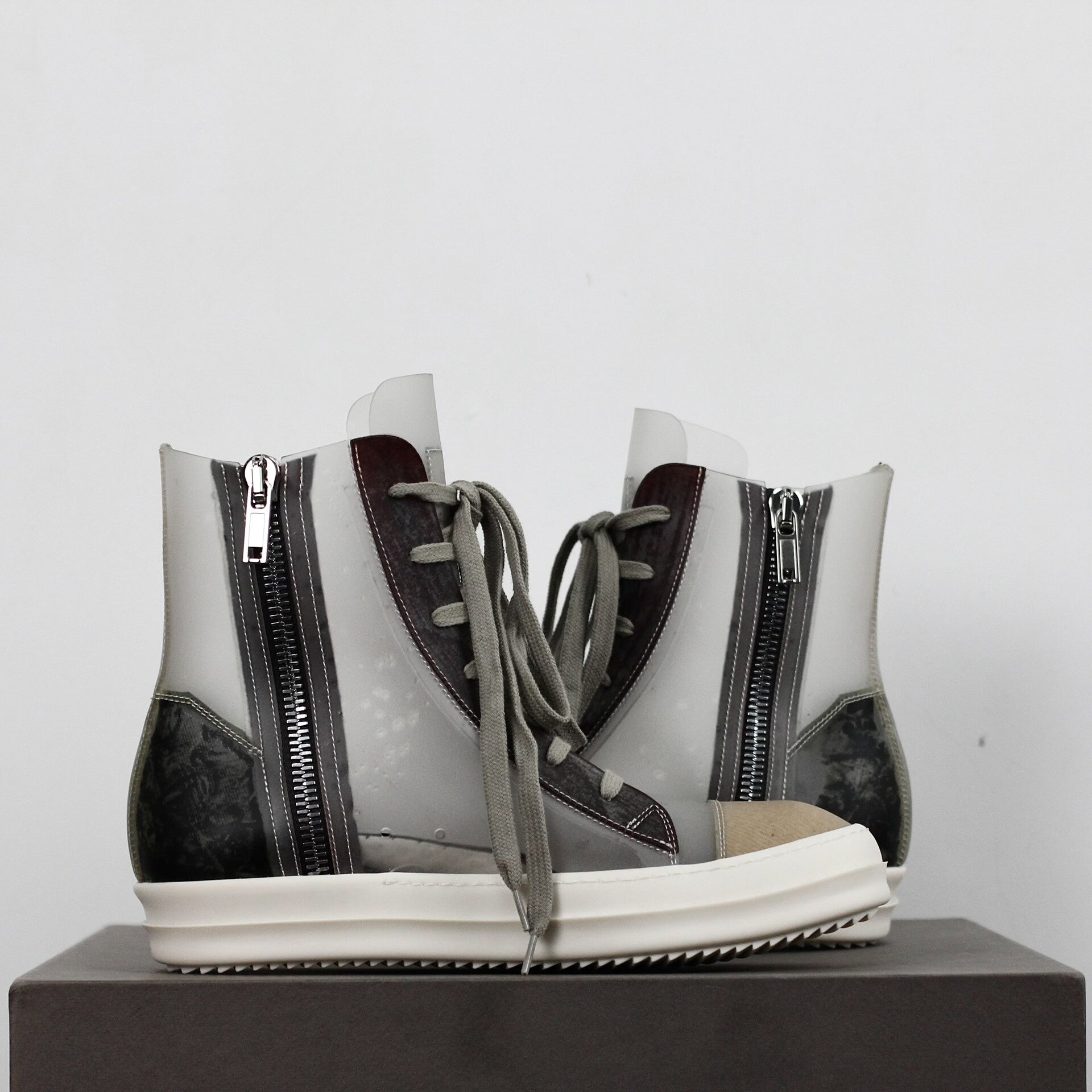 Rick Owens Translucent PVC "Ramones" High-Top Sneakers