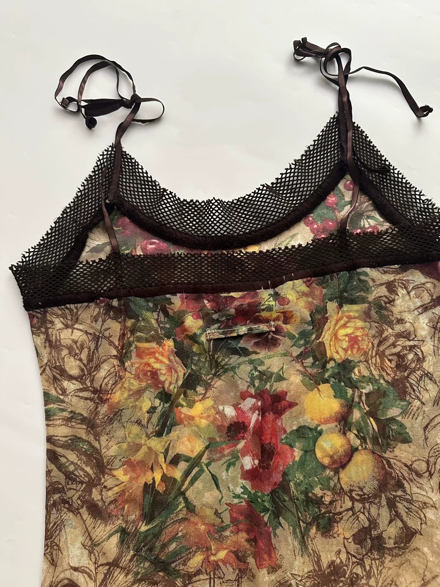 Jean Paul Gaultier 1999 Floral & Fruit Mesh Camisole