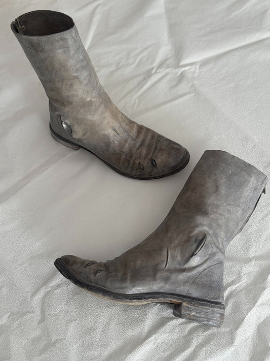 Carol Christian Poell "Prosthetic" Titanium Eyelet Boots (AM/2687P)