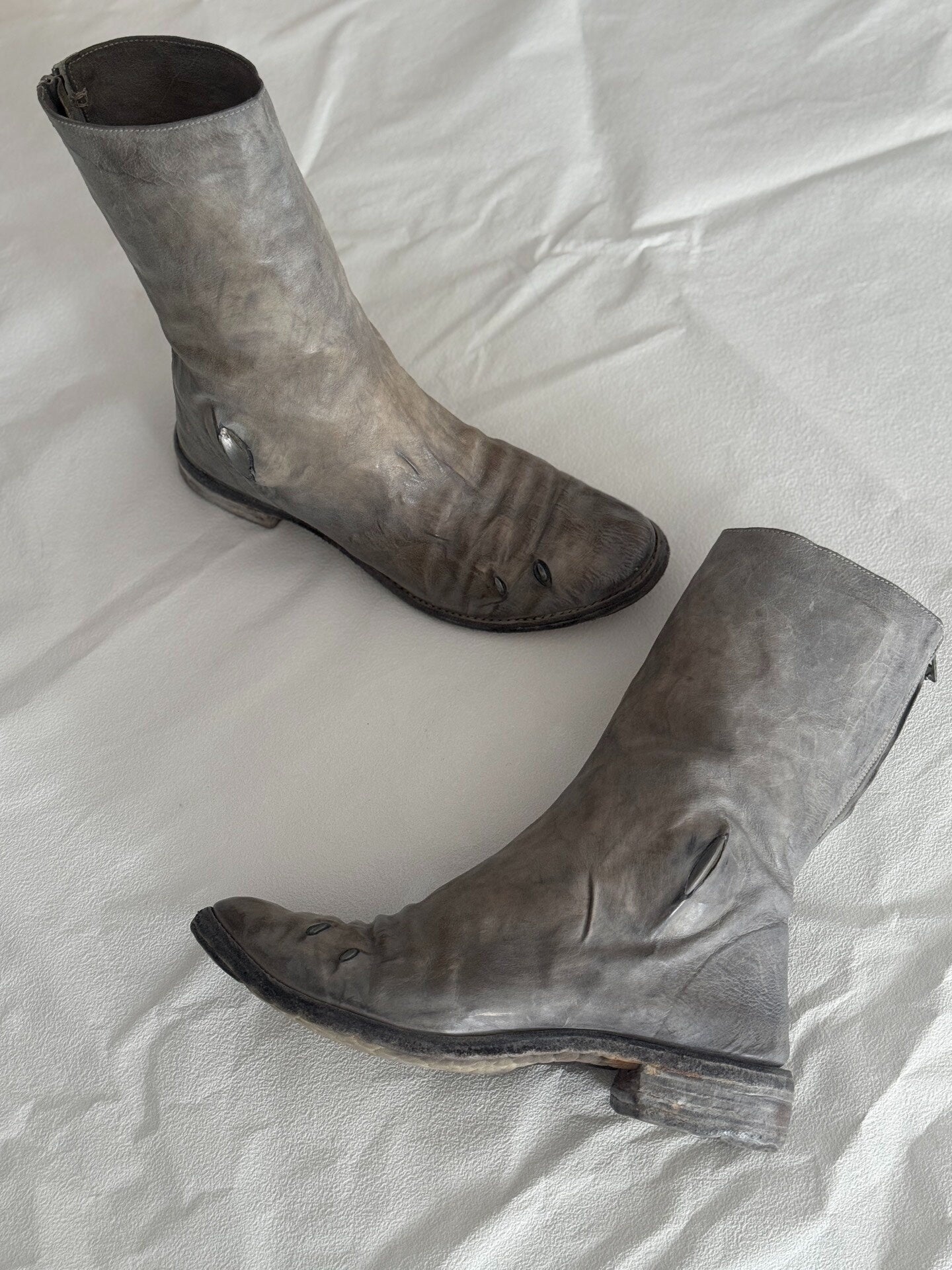 Carol Christian Poell "Prosthetic" Titanium Eyelet Boots (AM/2687P) Brand New