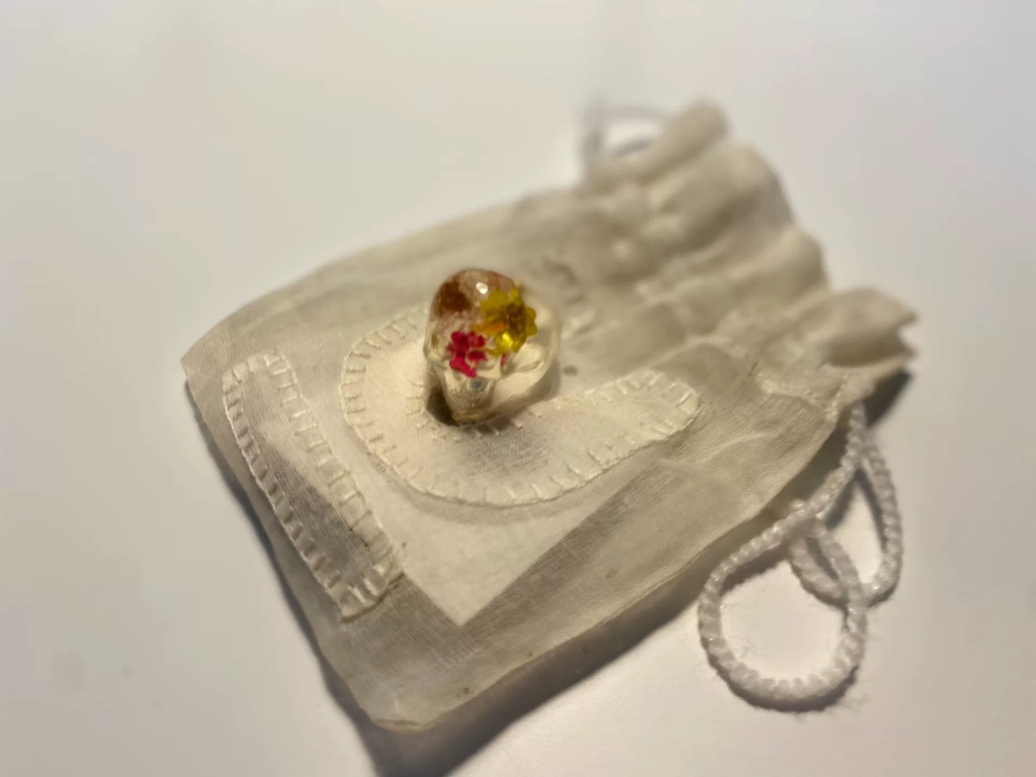 Undercover AW04 "But Beautiful" Floral Skull Resin Ring