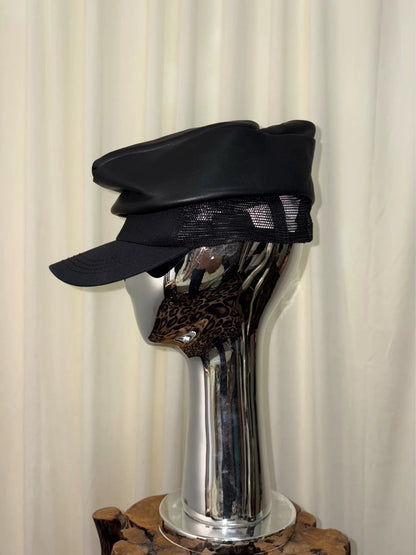 Dsquared2 Leather and Mesh Hybrid Captain's Baseball Cap
