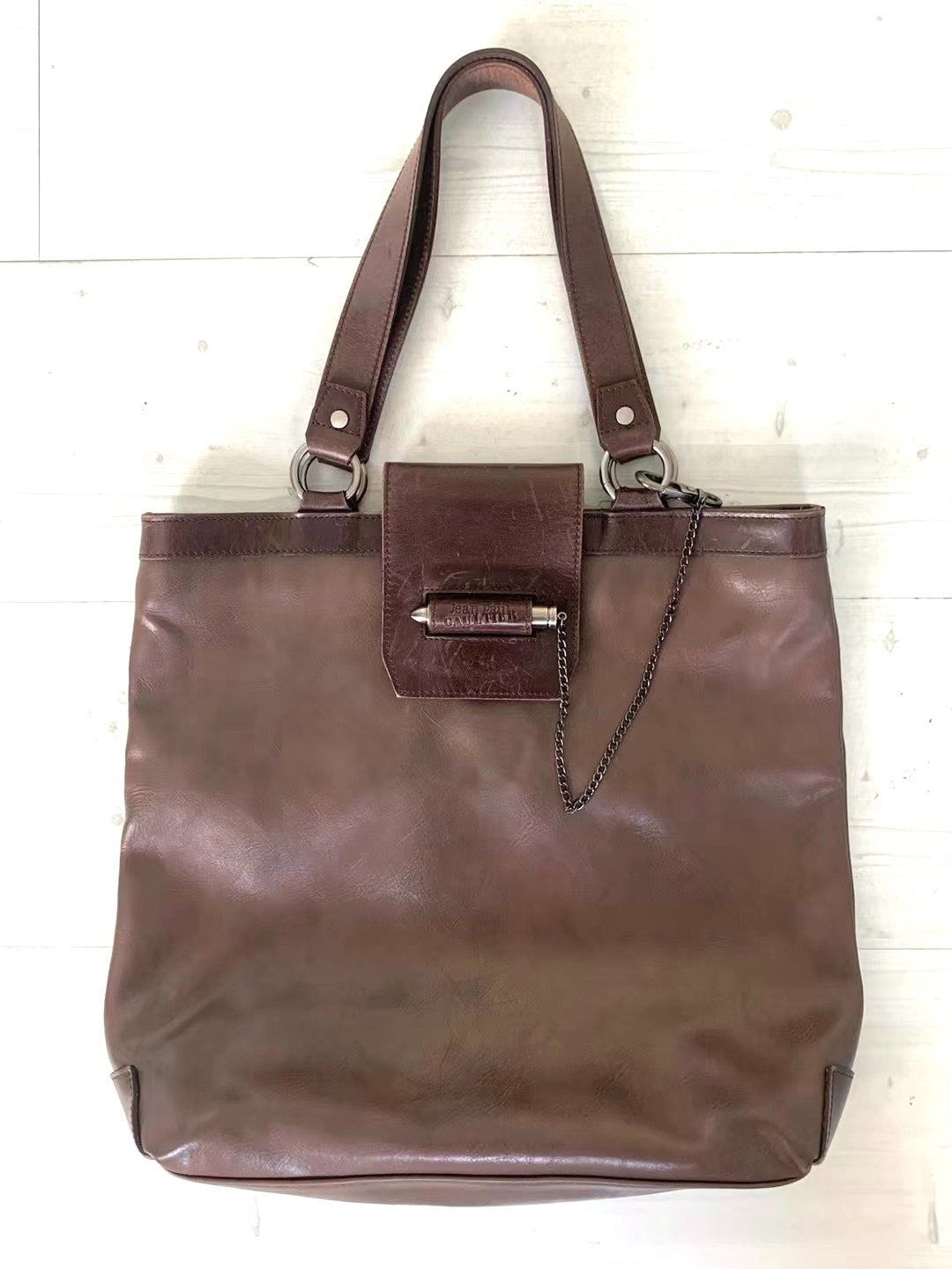Vintage Jean Paul Gaultier "Bullet" Clasp Leather Tote