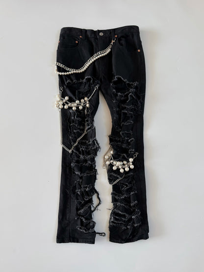 Junya Watanabe SS23 Pearl Chain Distressed Denim Jeans