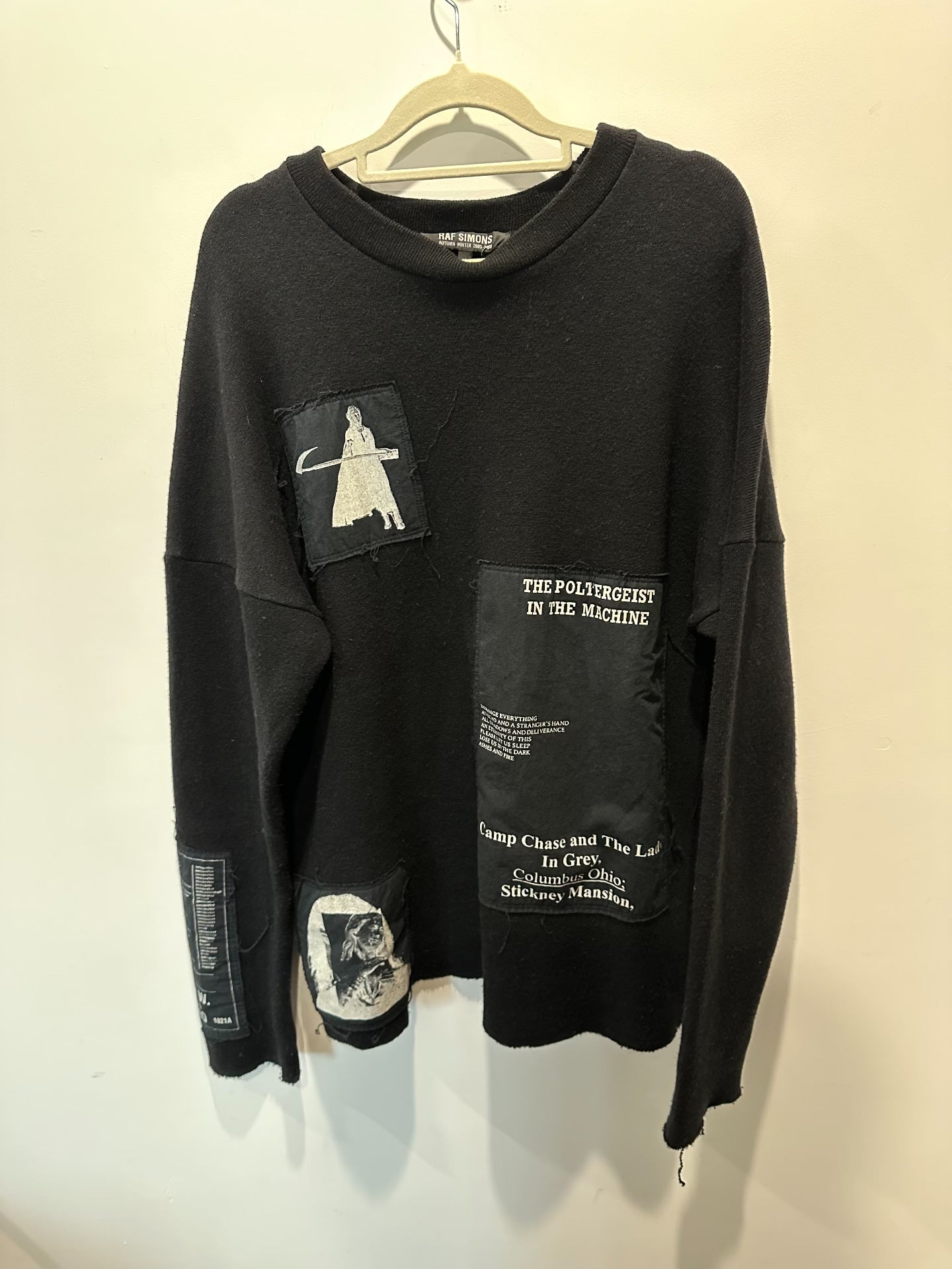 Raf Simons AW05 "History of My World" (Poltergeist) Scythe Patch Sweater